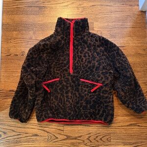Rumored Animal Print Fleece with Red Trim